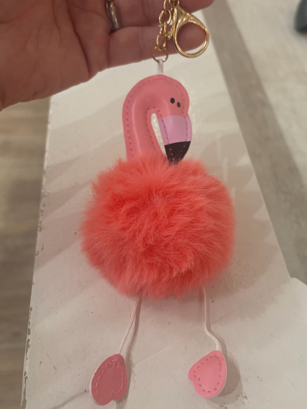 Adorable 🦩 Flamingo Pom Pom Keychain - Pink & Coral